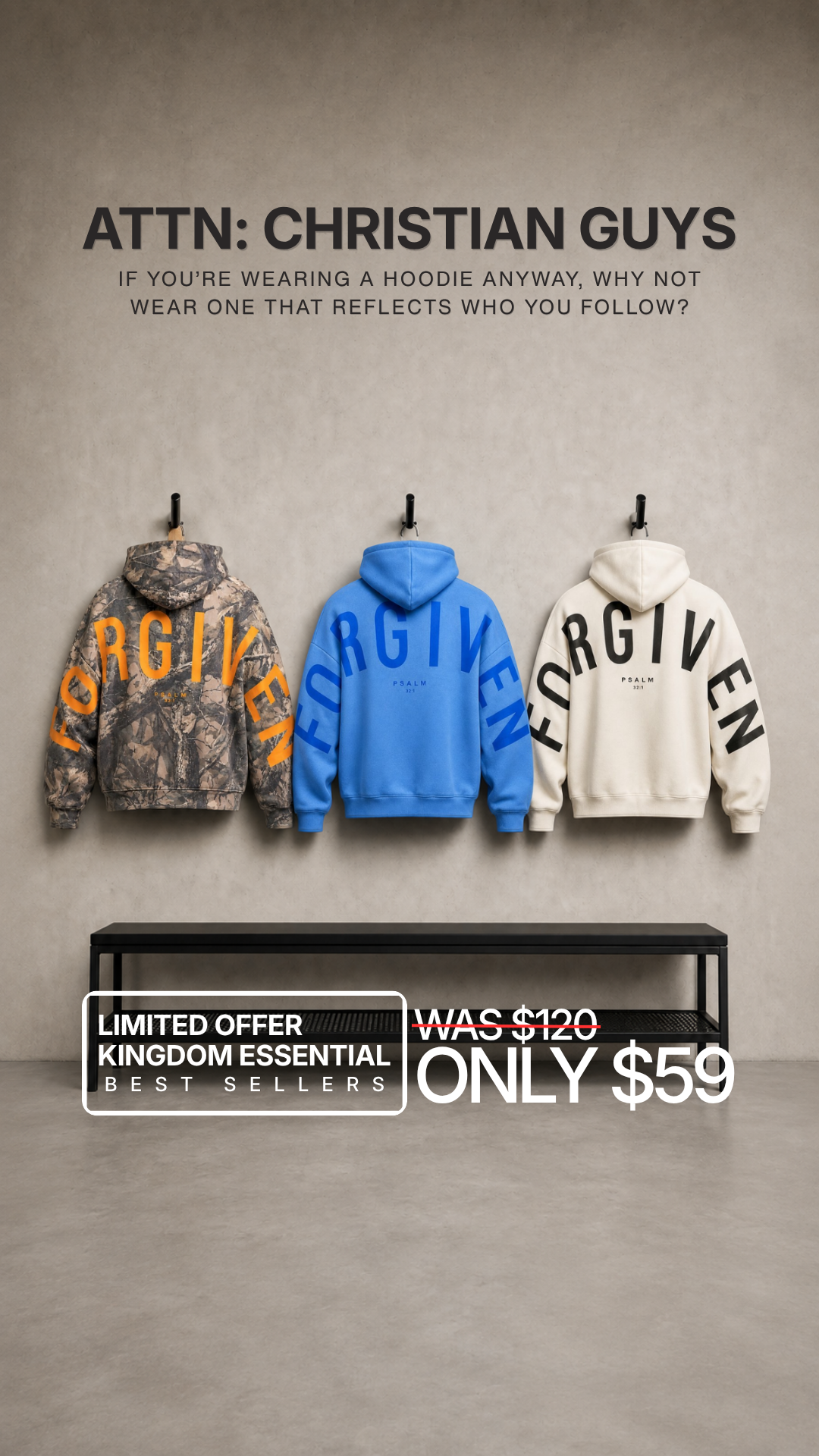 God's Love Overcomes Facebook ad: Christian Hoodies for Guys