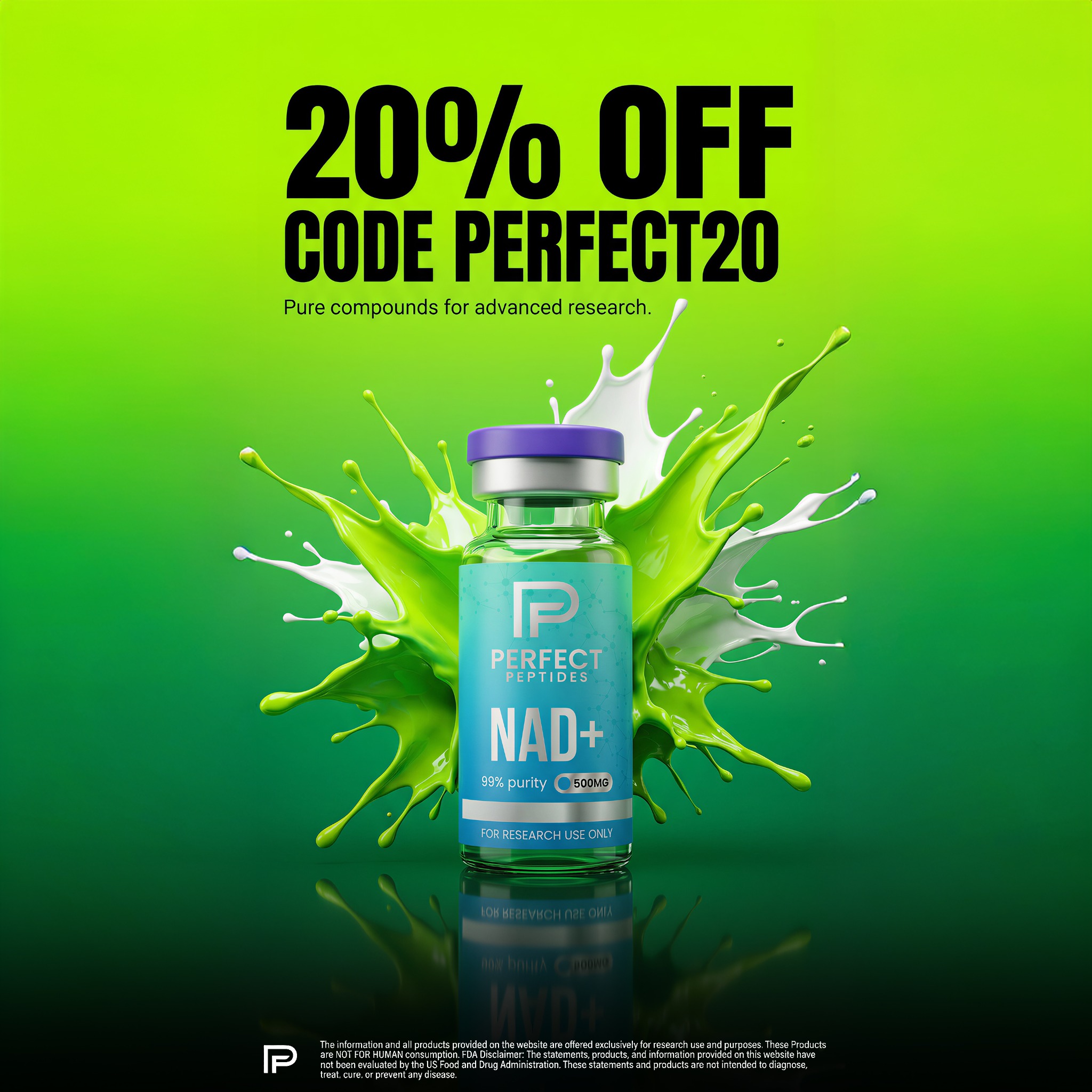 Perfect Labs Facebook ad: Perfect for Your Research, Save 20%