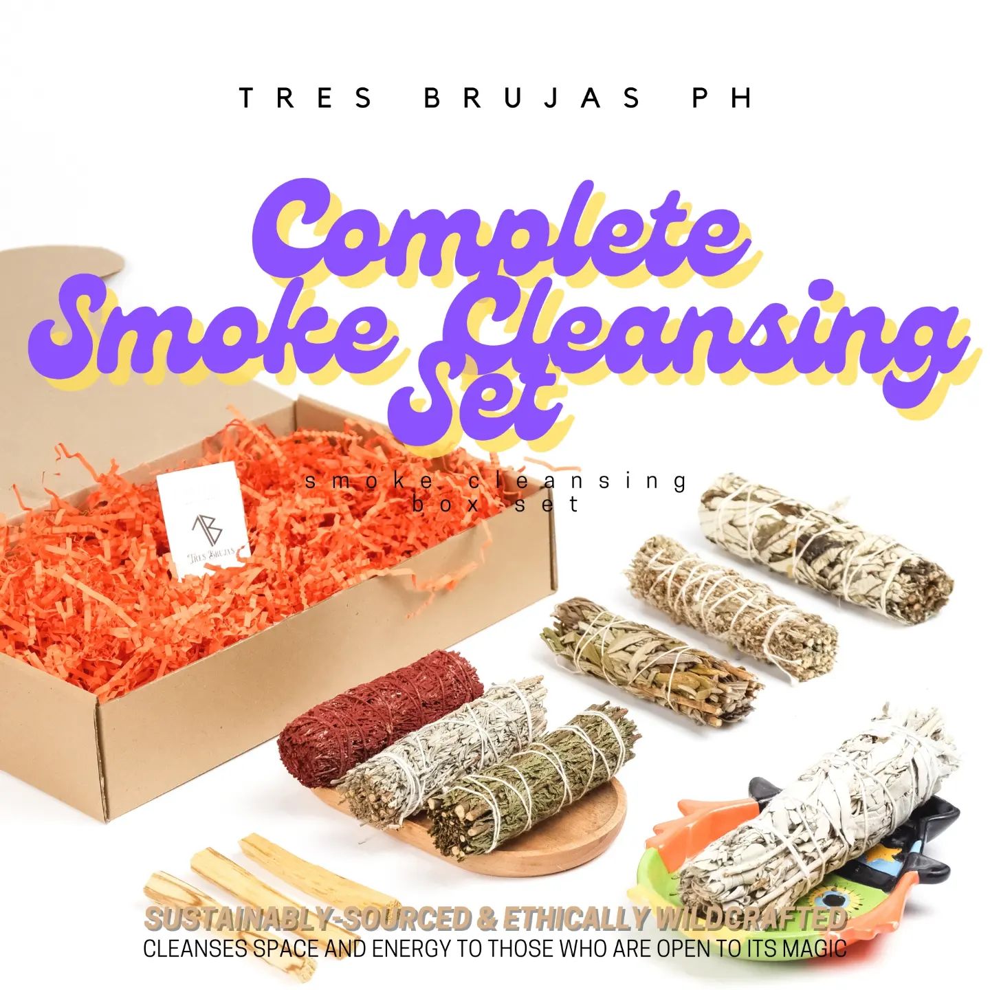 Tres Brujas PH Facebook ad: SMOKE CLEANSING BOX SETS by Tres Brujas PH