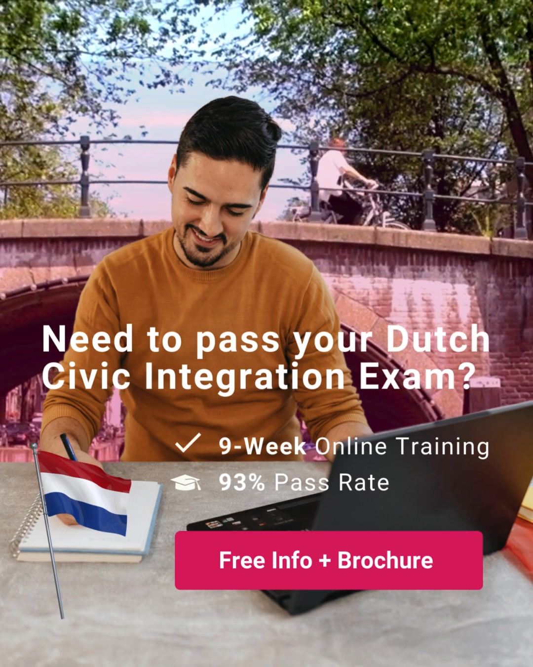 Tupkertaaltraining Facebook ad: Pass Your Dutch Exam in 9 Weeks!