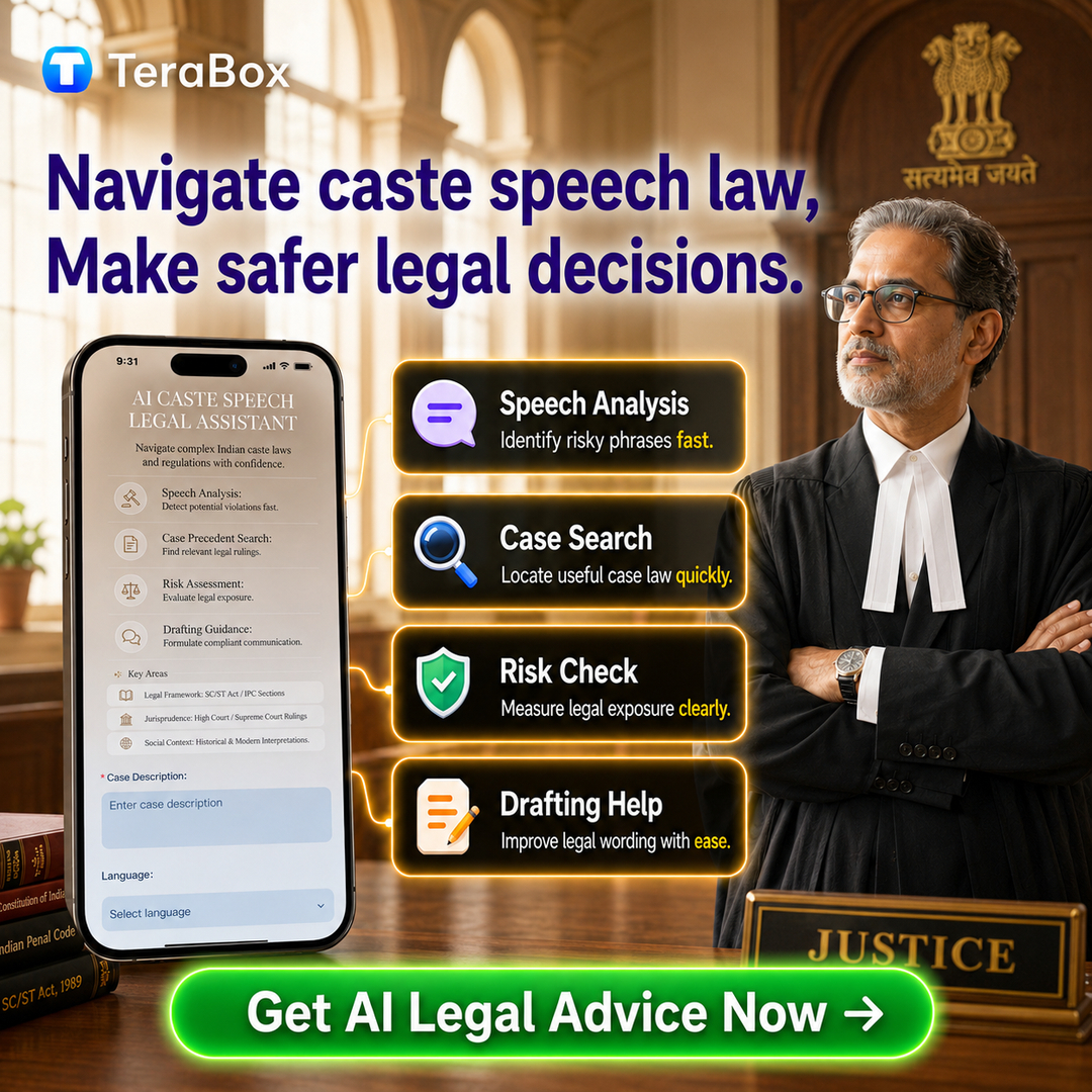TeraBox AI Content Tools Facebook ad: जातिगत बयान पर कानूनी सलाह