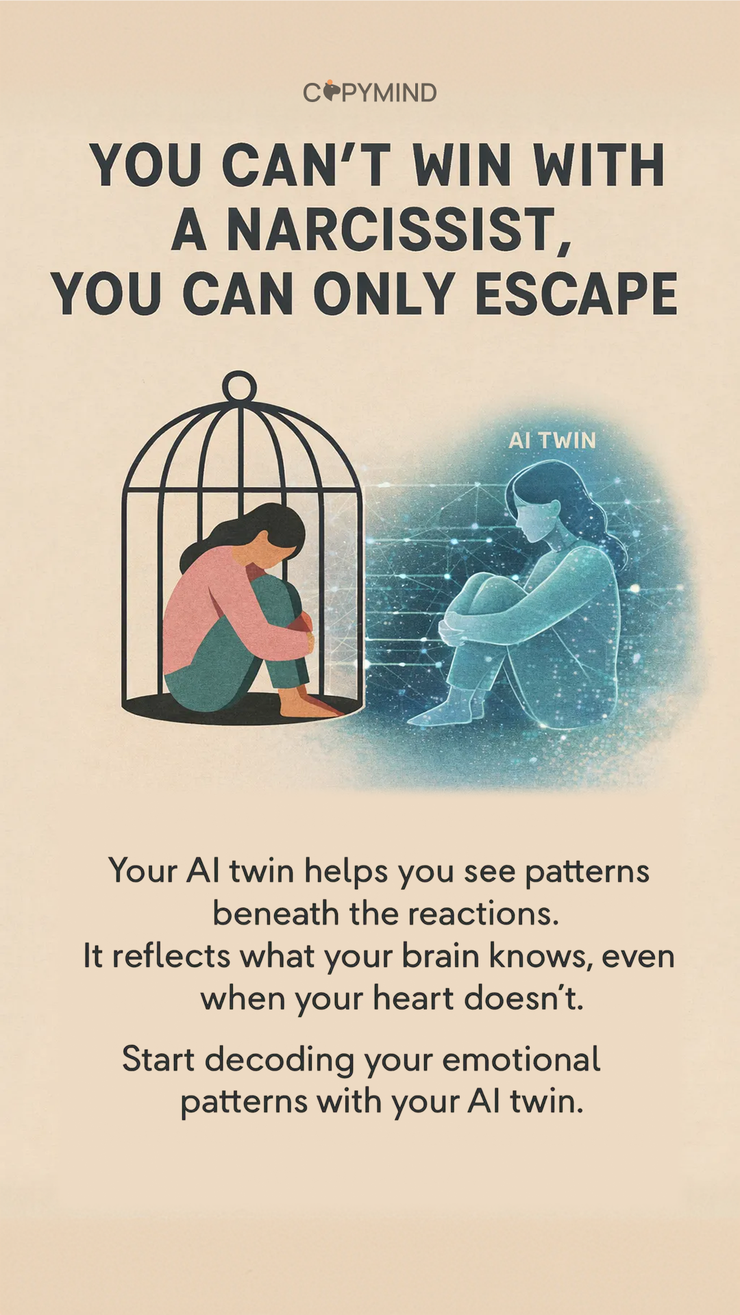 Copymind: AI twin for therapy Facebook ad