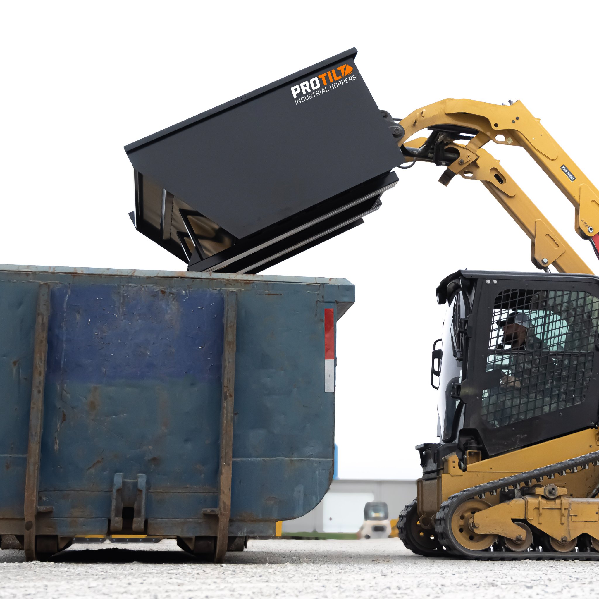 ES Hoppers Facebook ad: ProTilt Quick Attach Hoppers for Skid Steers | Powder…