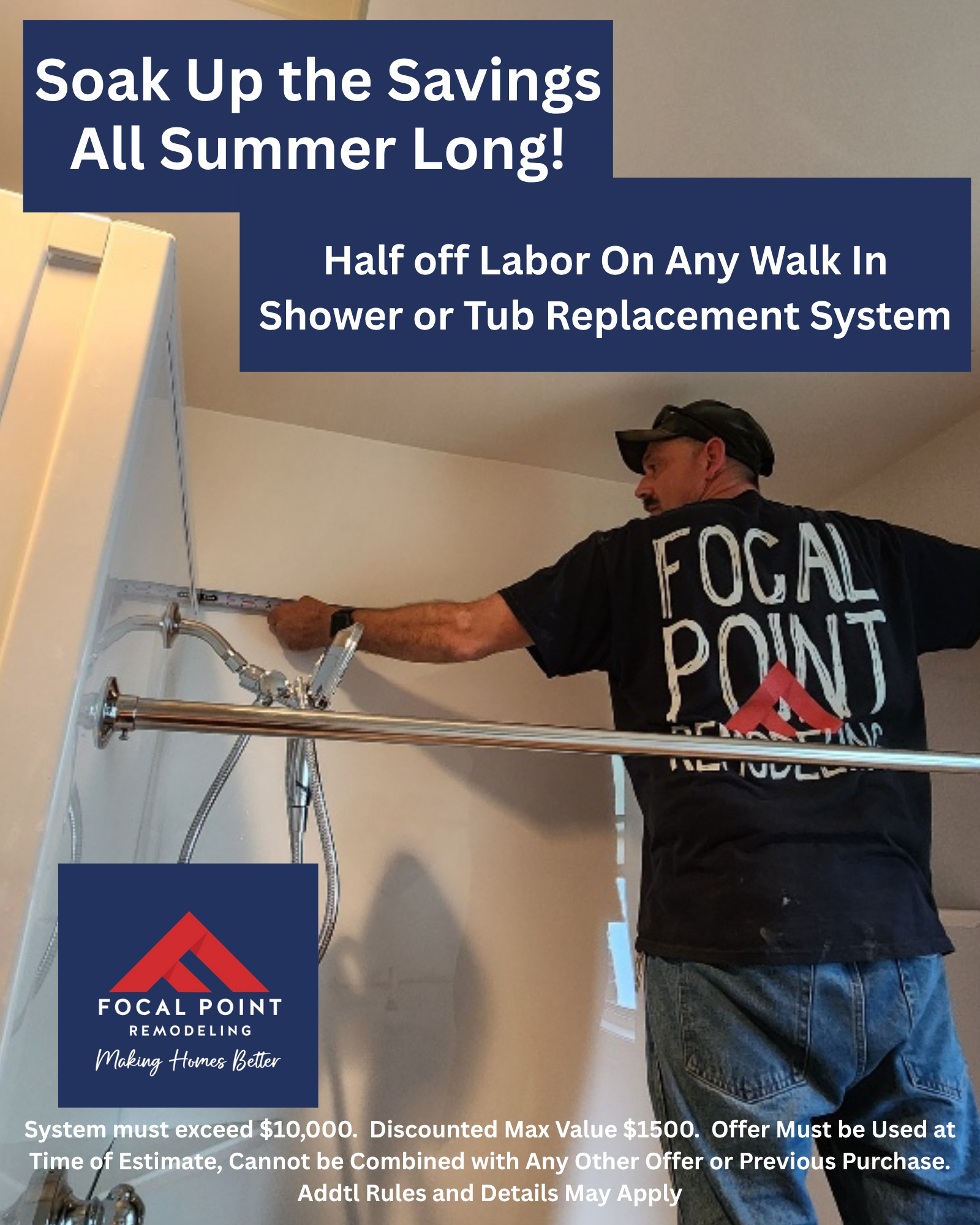 Focal Point Remodeling Inc. Facebook ad: Fill out the form for a Free Bathroom Remodeling…