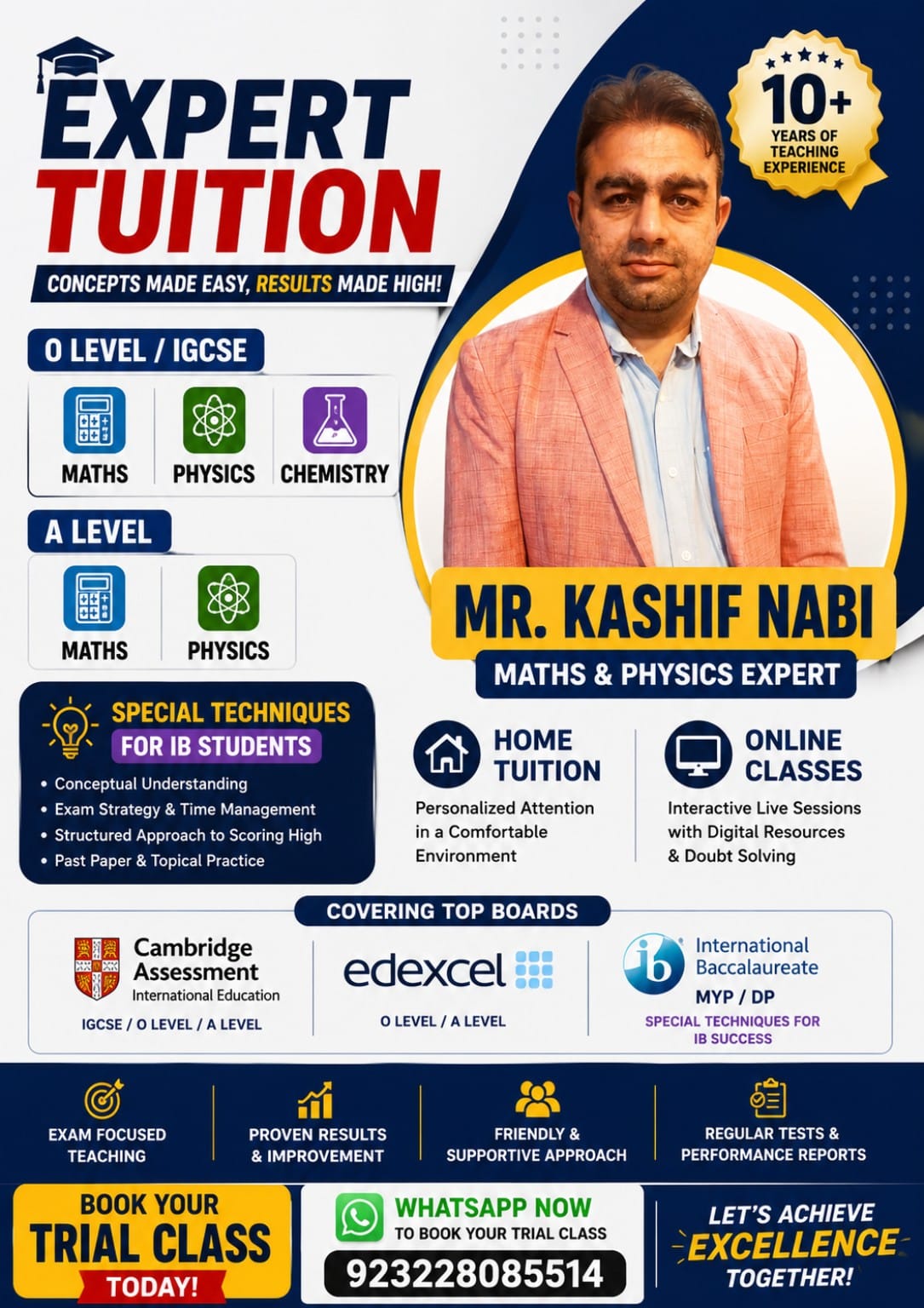 Cambridge Elite Math Physics Coaching Centre Facebook ad: Book Trial Class
