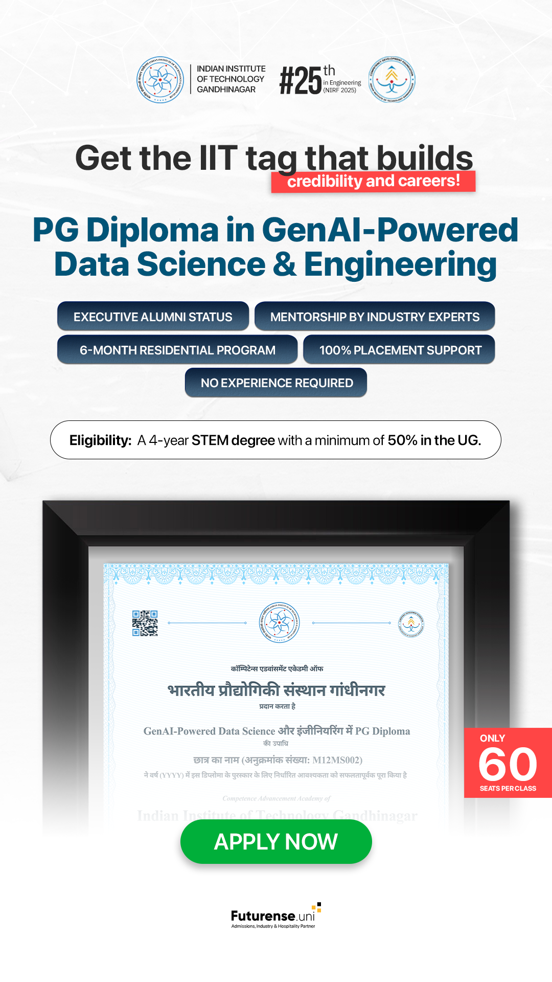 IIT Gandhinagar - PG Diploma in Genai and Data Science Engineering Facebook ad from Jan 22, 2026