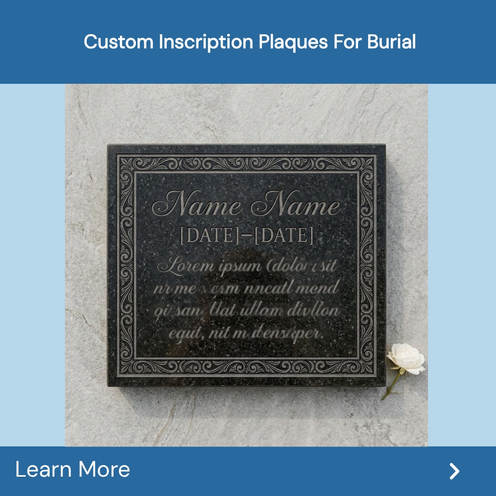GoSearchable Highlight Facebook ad: Custom Inscription Plaques For Burial.