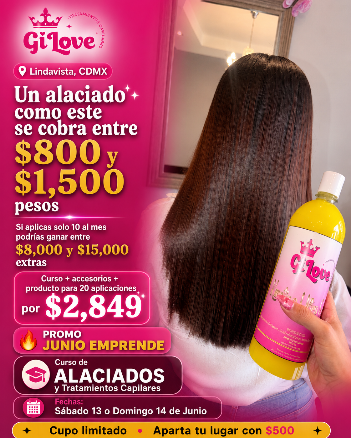 Proveedor Alaciados y Keratinas GI LOVE. CDMX Facebook ad: Aparta con $500 MXN