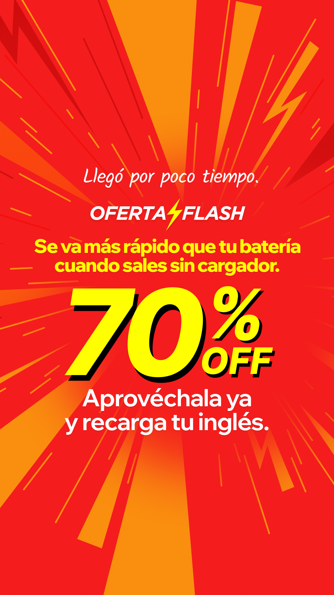 Open English Facebook ad: Habla inglés con 70% OFF