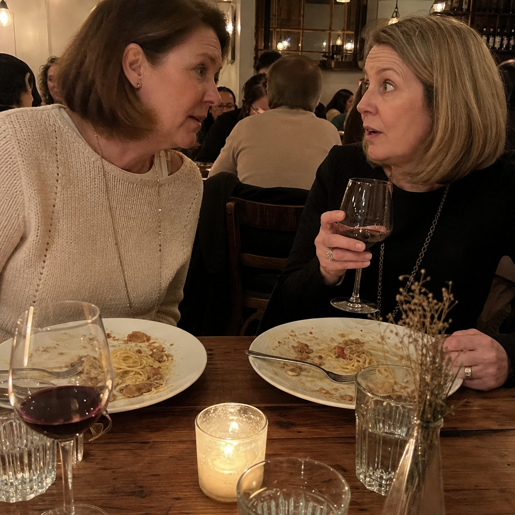 Michelle Foster Facebook ad: A stranger at dinner tilted her head and asked me one…