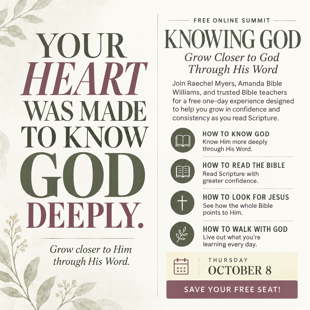 My Grace Corner Facebook ad: Join the FREE Knowing God Summit