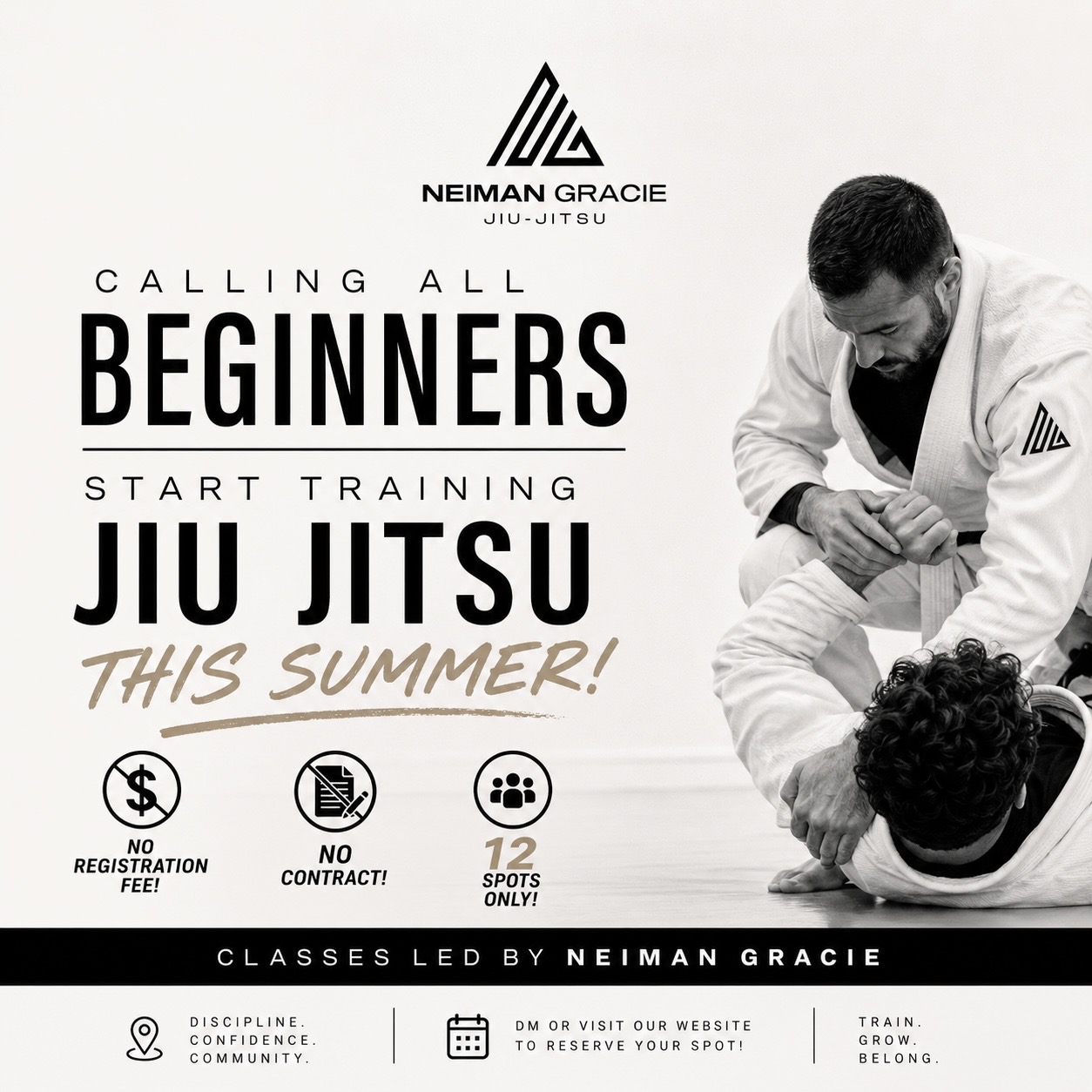 Neiman Gracie Jiu-Jitsu Academy Facebook ad: Book a trial class!