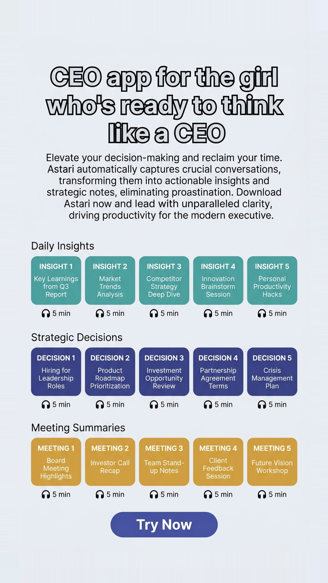 Astari: AI Meeting Agent Facebook ad: Your Second Brain for High Performance