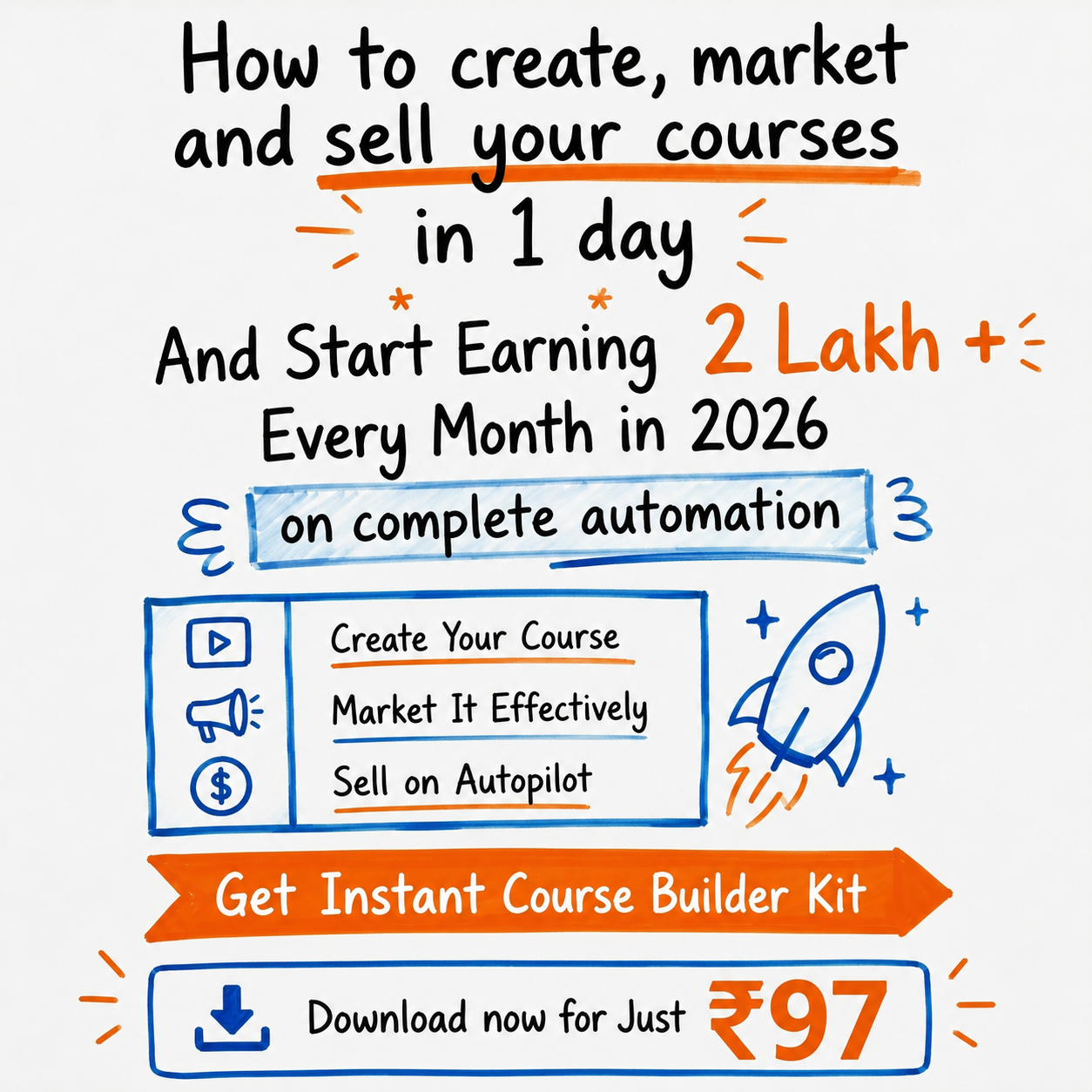 Instant Course Builder Kit Facebook ad: Create and Launch Your Course in Just 24 Hours (Just ₹97)