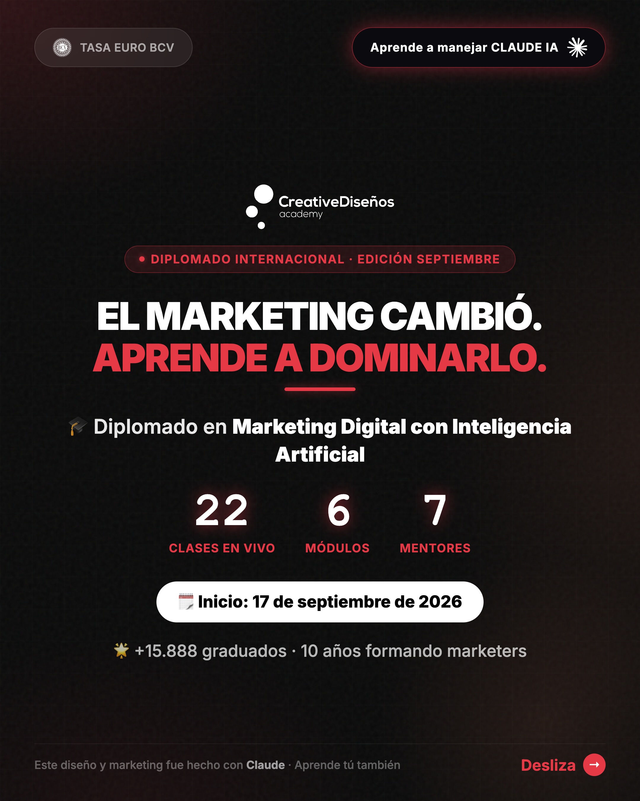 Creative Diseños Facebook ad: La IA no te va a quitar el…