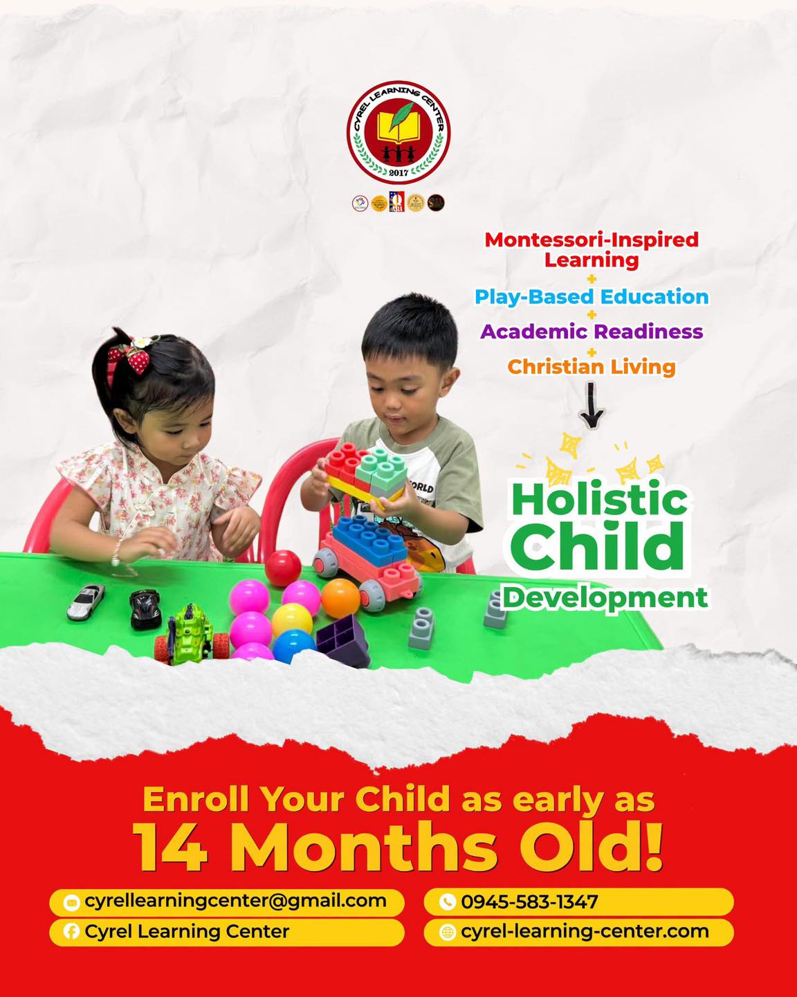 Cyrel Learning Center San Miguel Bulacan Branch Facebook ad: Our little learners are already building friendships…