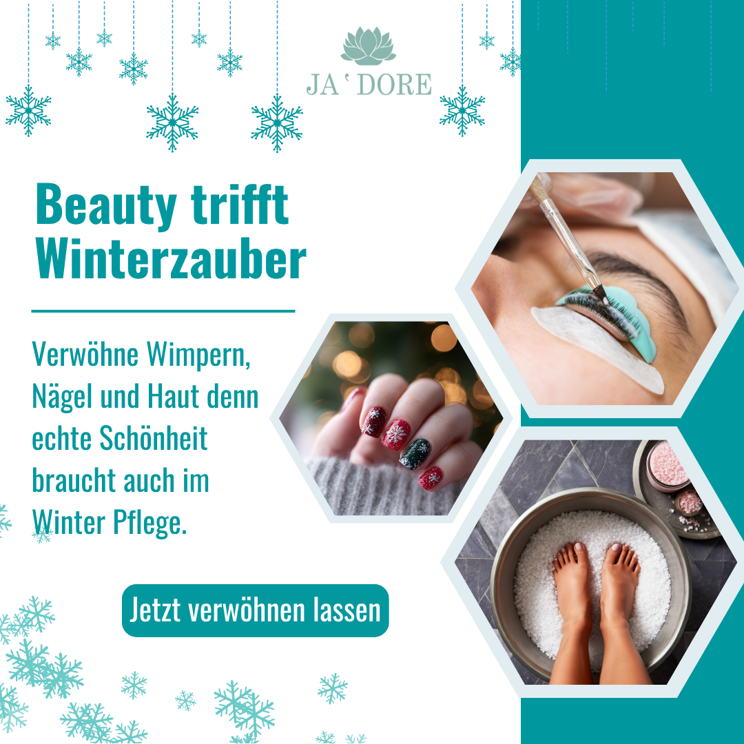 Ja'dore Facebook ad: Jetzt Termin sichern und Winterglanz geniessen.