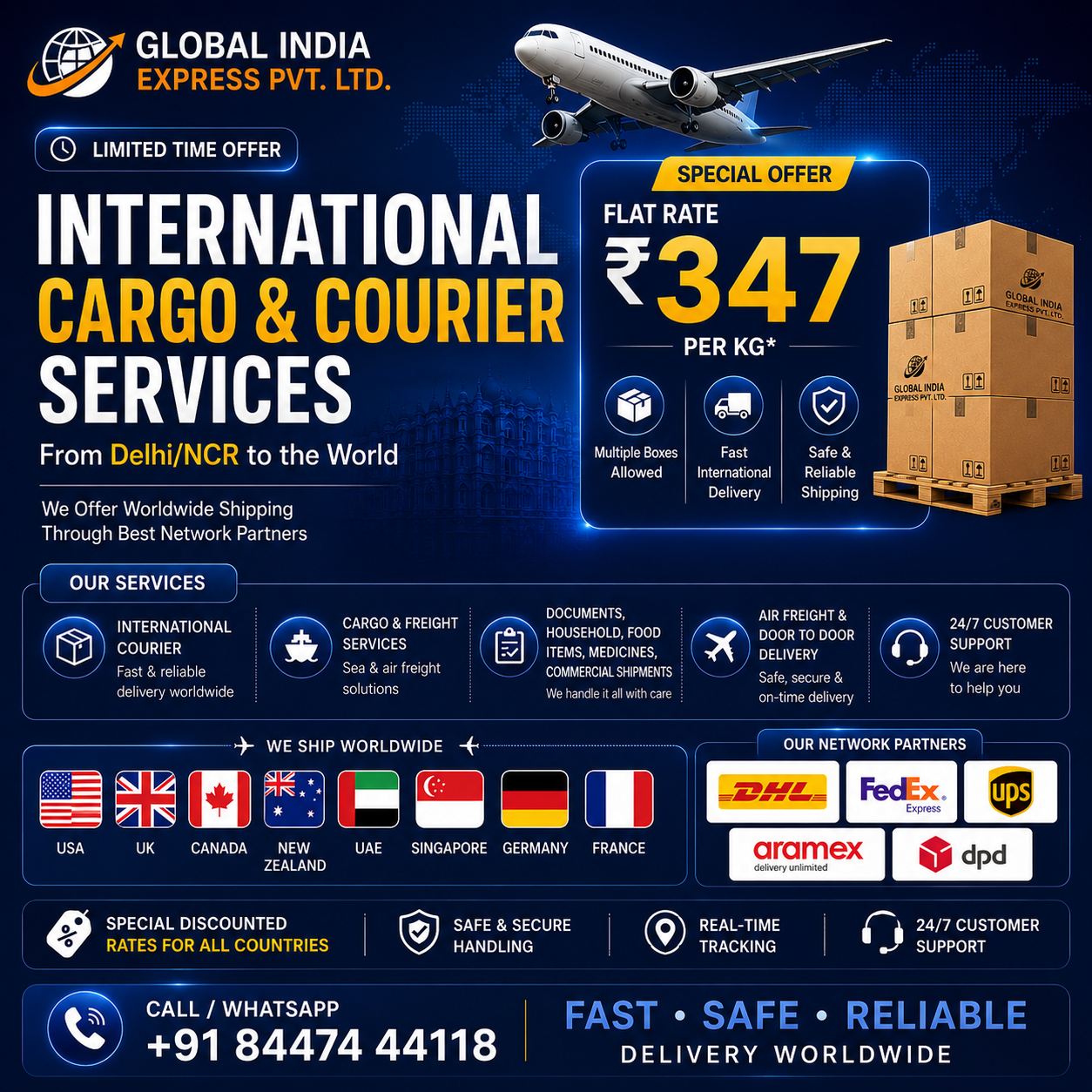 Global India Express Pvt Ltd Facebook ad: International Courier Del