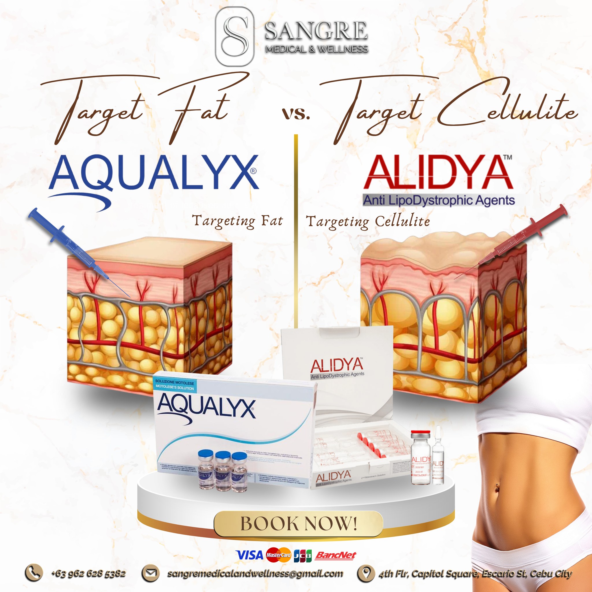 Sangre Medical and Wellness Clinic Facebook ad: 𝑺𝒂𝒚 𝑮𝒐𝒐𝒅𝒃𝒚𝒆 𝒕𝒐 𝒔𝒕𝒖𝒃𝒃𝒐𝒓𝒏 𝒇𝒂𝒕𝒔…