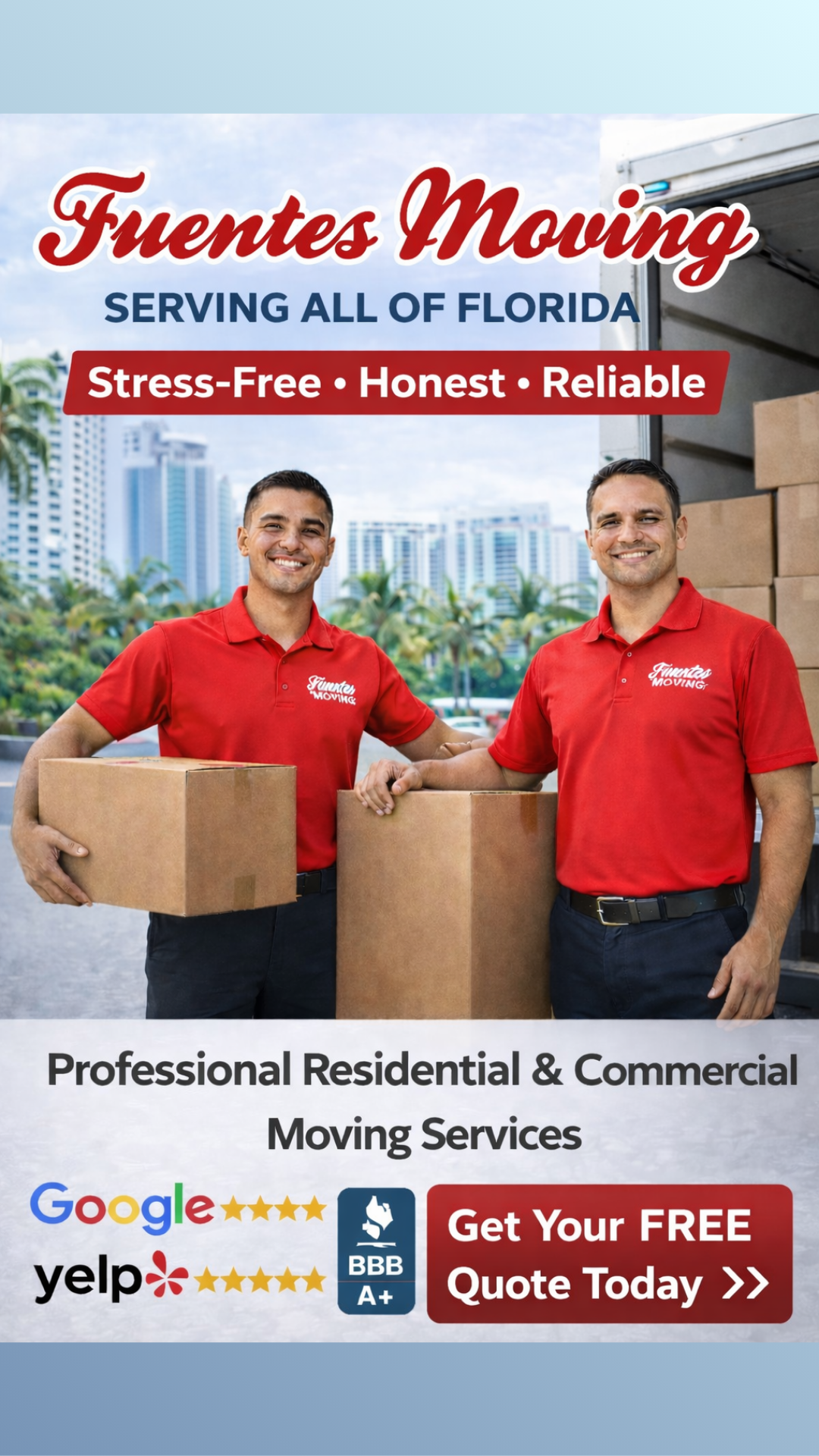 Fuentes Moving Corp Facebook ad from Apr 21, 2026