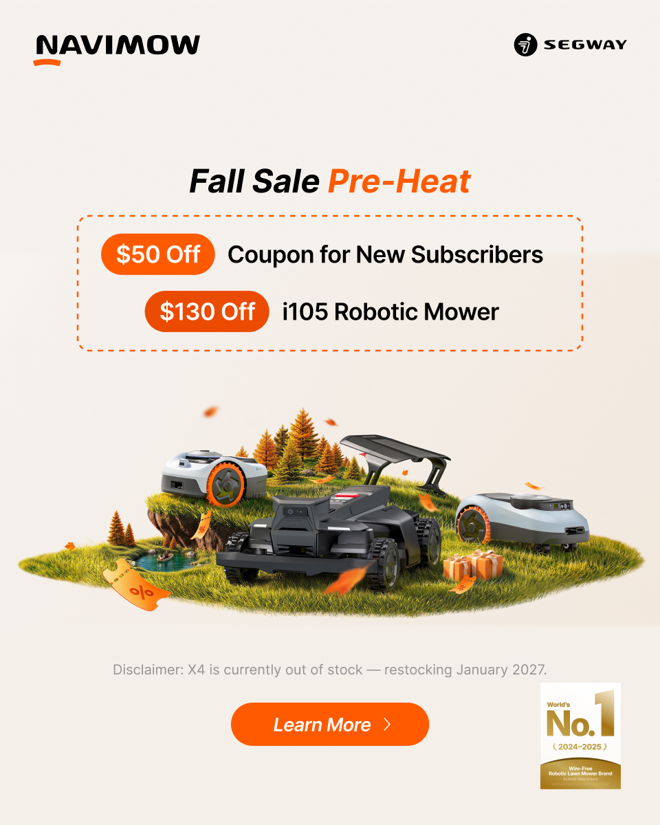 Segway Navimow Facebook ad: Fall Sale Pre-Heat: Get a Head Start On Fall Savings