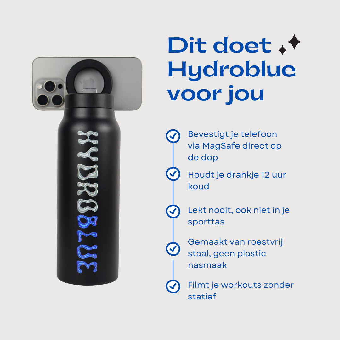 Hydroblue Facebook ad: Hydrateren en content maken. Dat is Hydroblue.