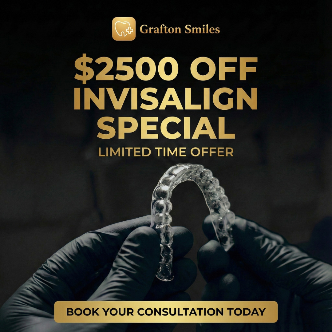 Graftonsmiles Facebook ad: Grafton Invisalign Special, Save $2,500 (Only 12 Vouchers)