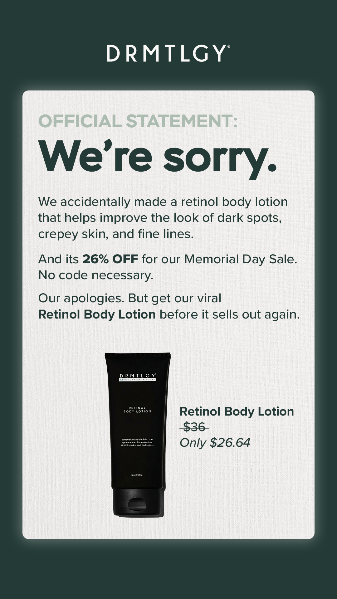 DRMTLGY Facebook ad