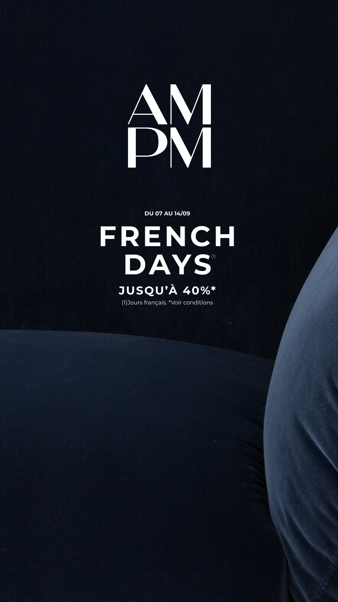 AM.PM. Facebook ad: French Days: jusqu'à -40%* sur une sélection d'articles