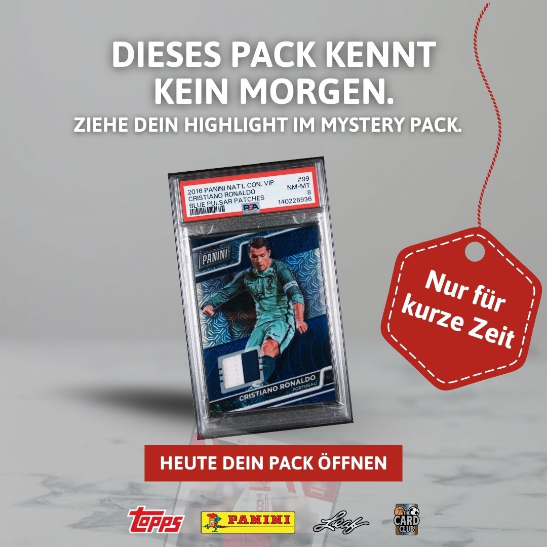 The Card Club Facebook ad: Messi oder Ronaldo in JEDEM Pack