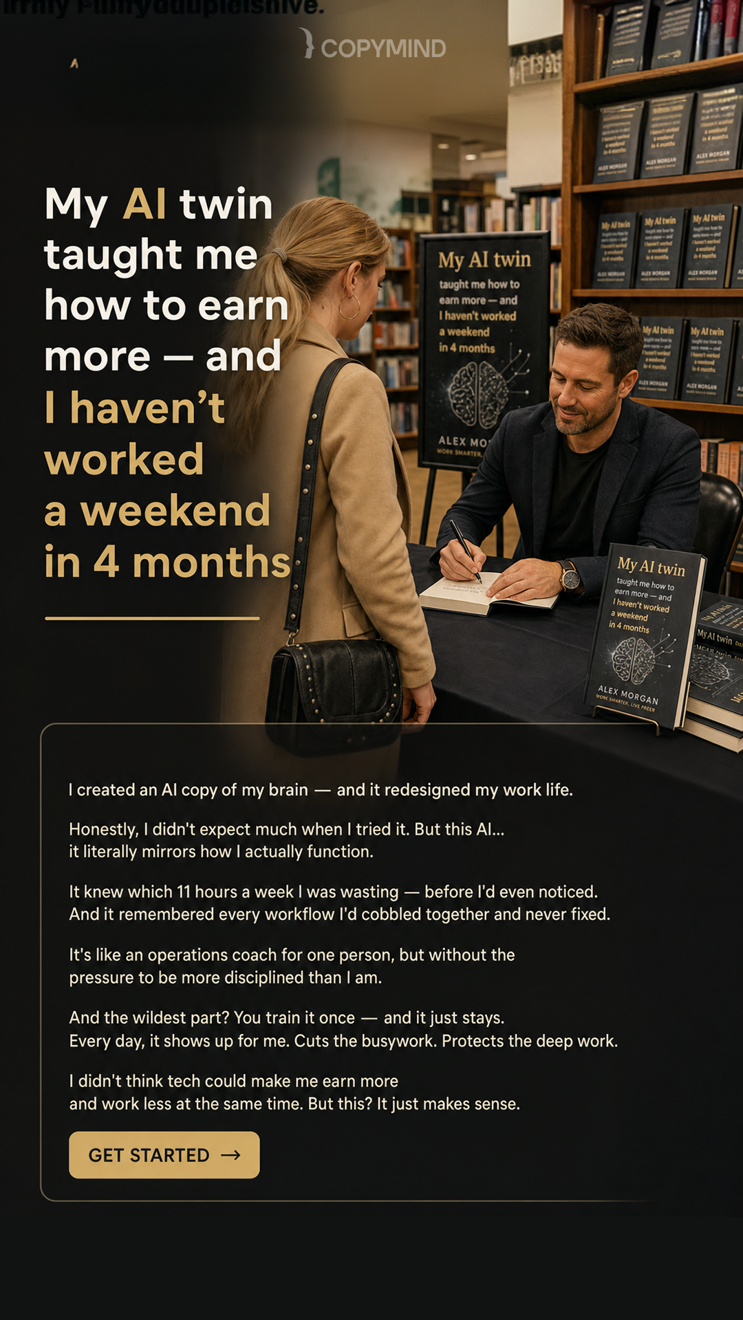 Copymind's money&career coach Facebook ad: Join thousands who've transformed their careers, their…