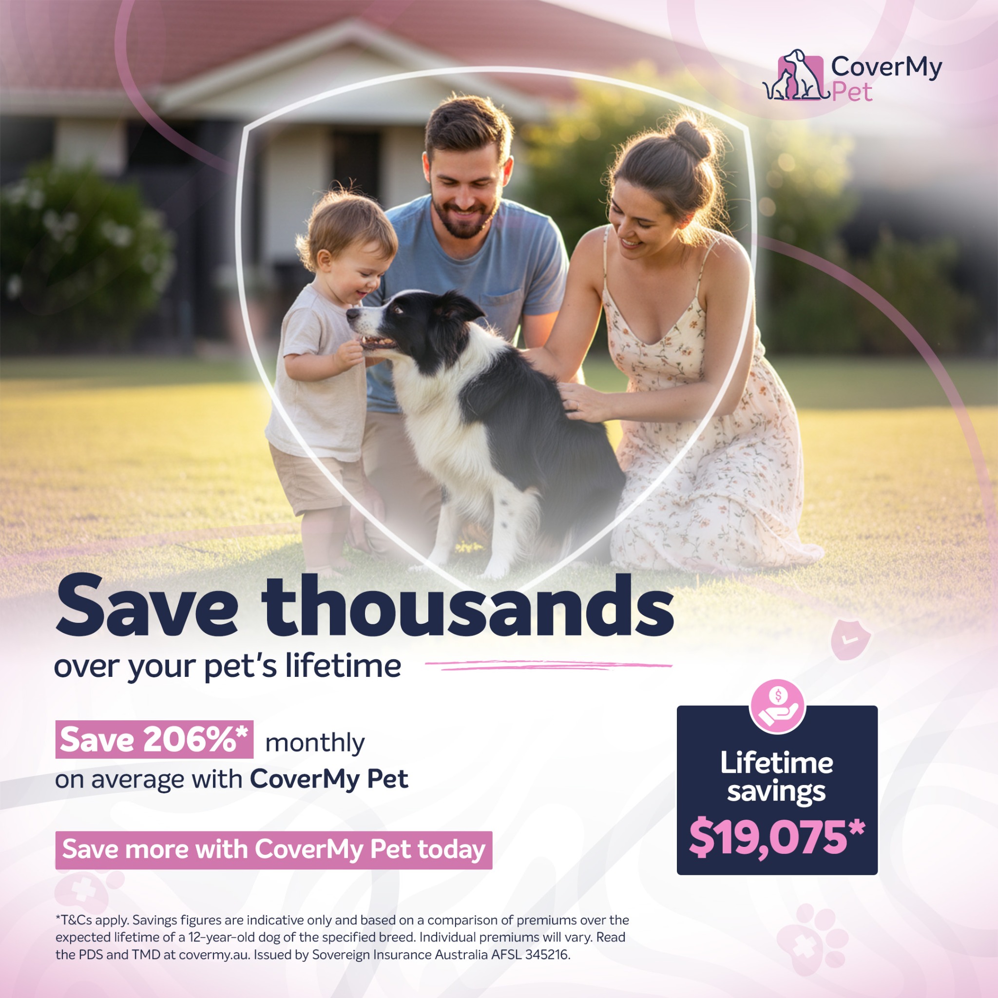 CoverMy Pet Australia Facebook ad: Save more over your pup's lifetime