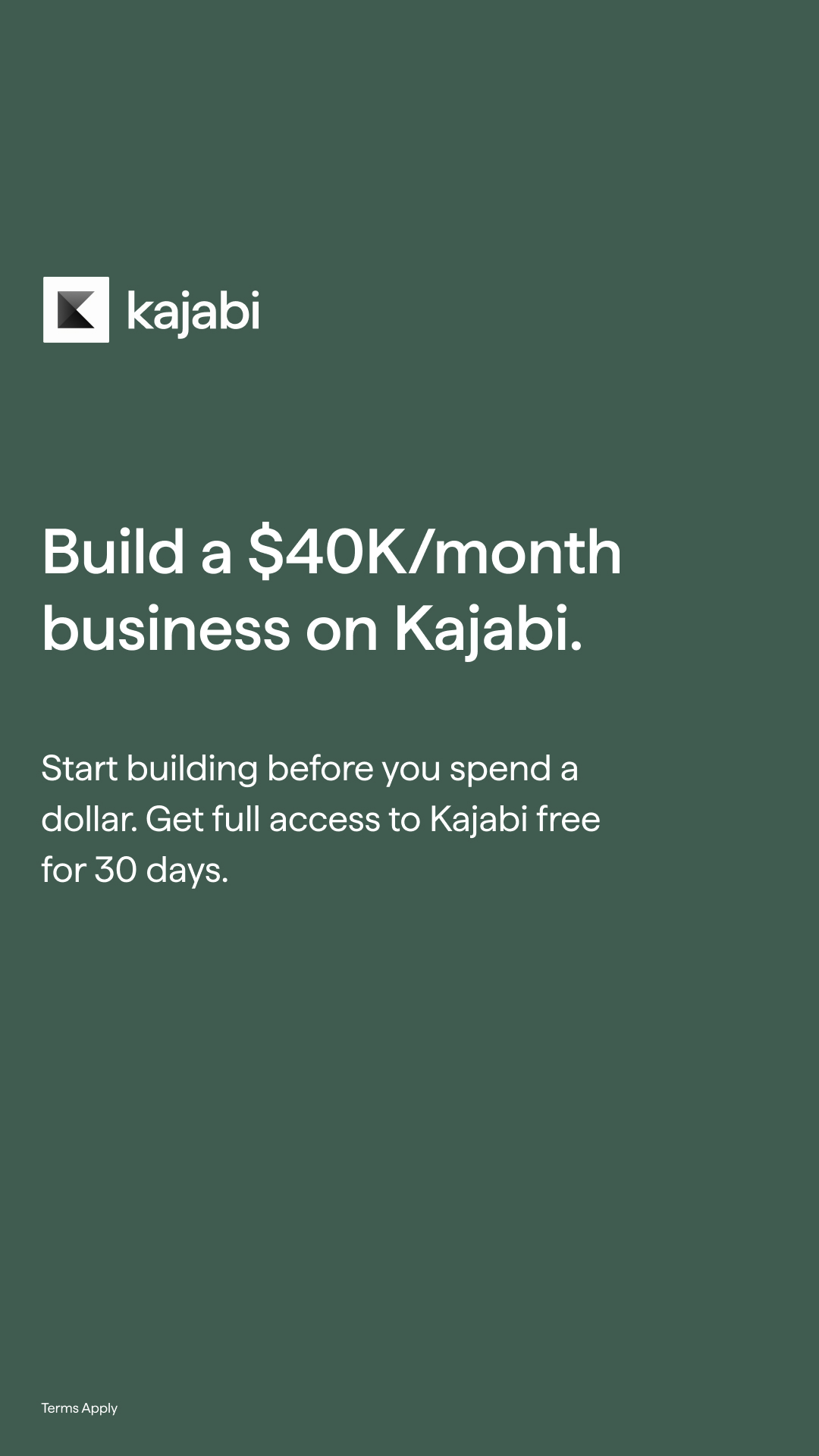 Kajabi Facebook ad: Start Your 30-Day Free Trial Today
