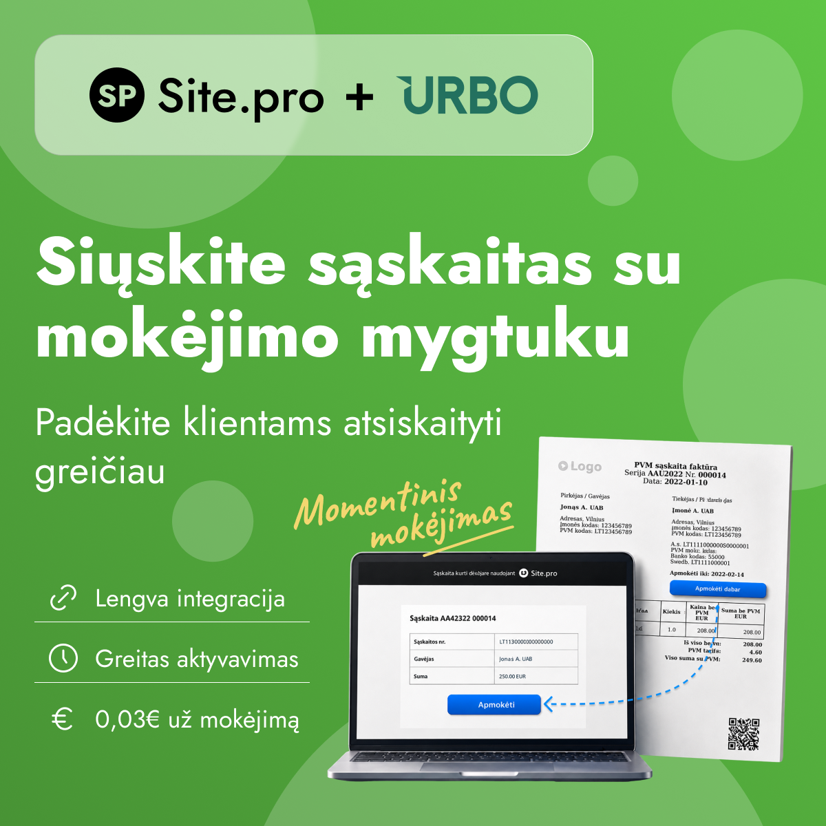 Site.pro - Apskaitos programa ir ERP Facebook ad: Nemokamai ir neribotai išrašykite sąskaitas su Site.pro.