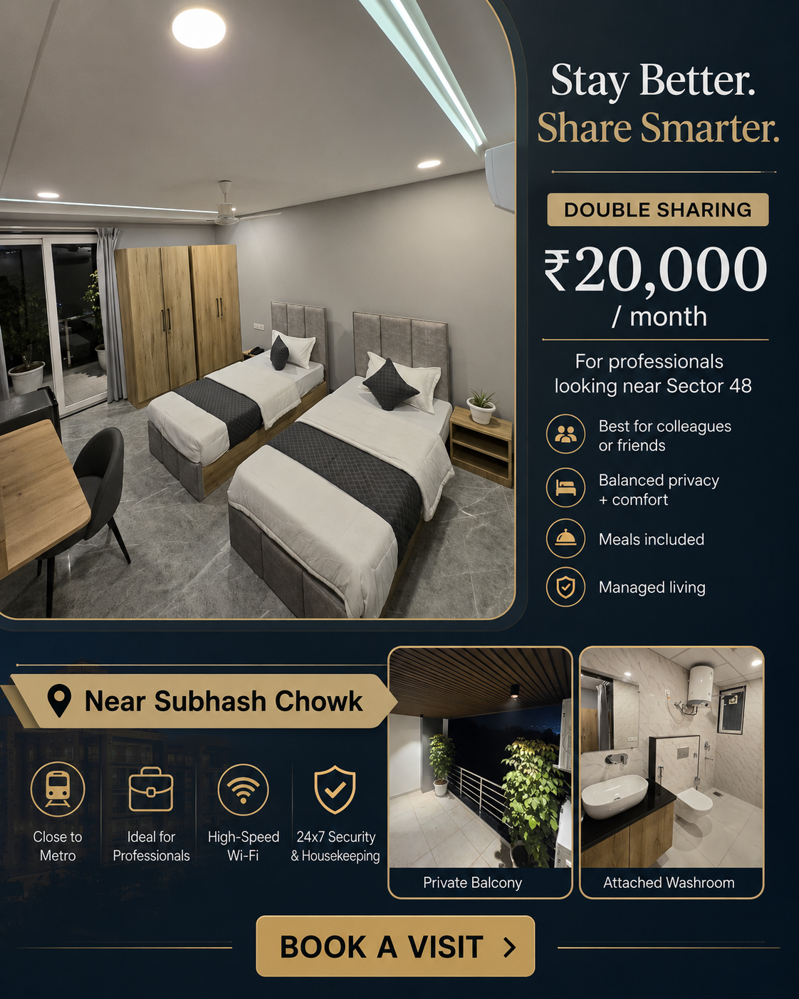 Gurugram Paying Guest Facebook ad: Double Sharing Near Subhash Chowk