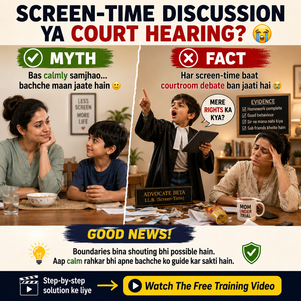 Positive Parenting Facebook ad: Screen-Time Discussion Ya Daily Battle?