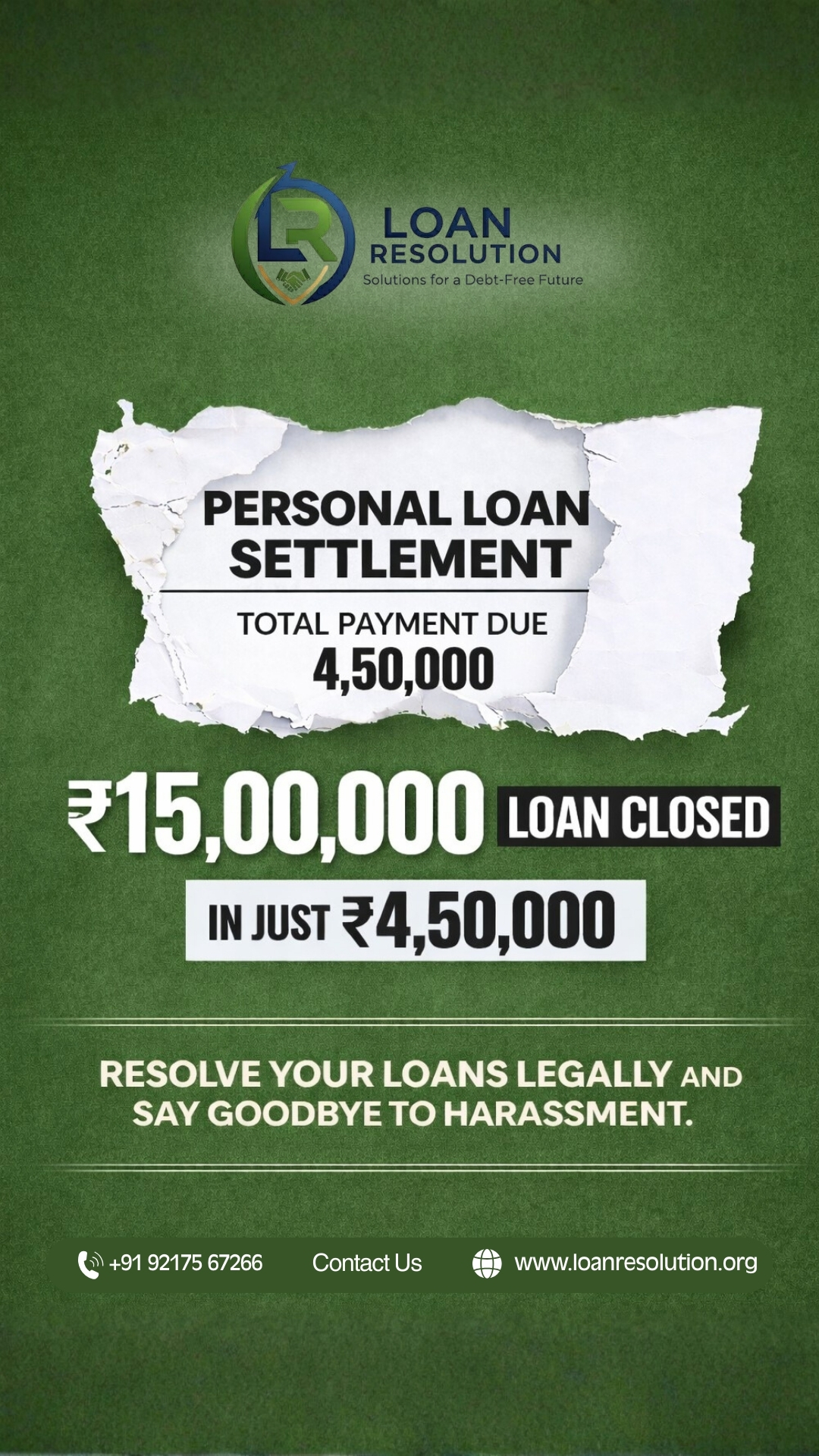 Loan Resolution Facebook ad: Are loan payments becoming difficult to manage?