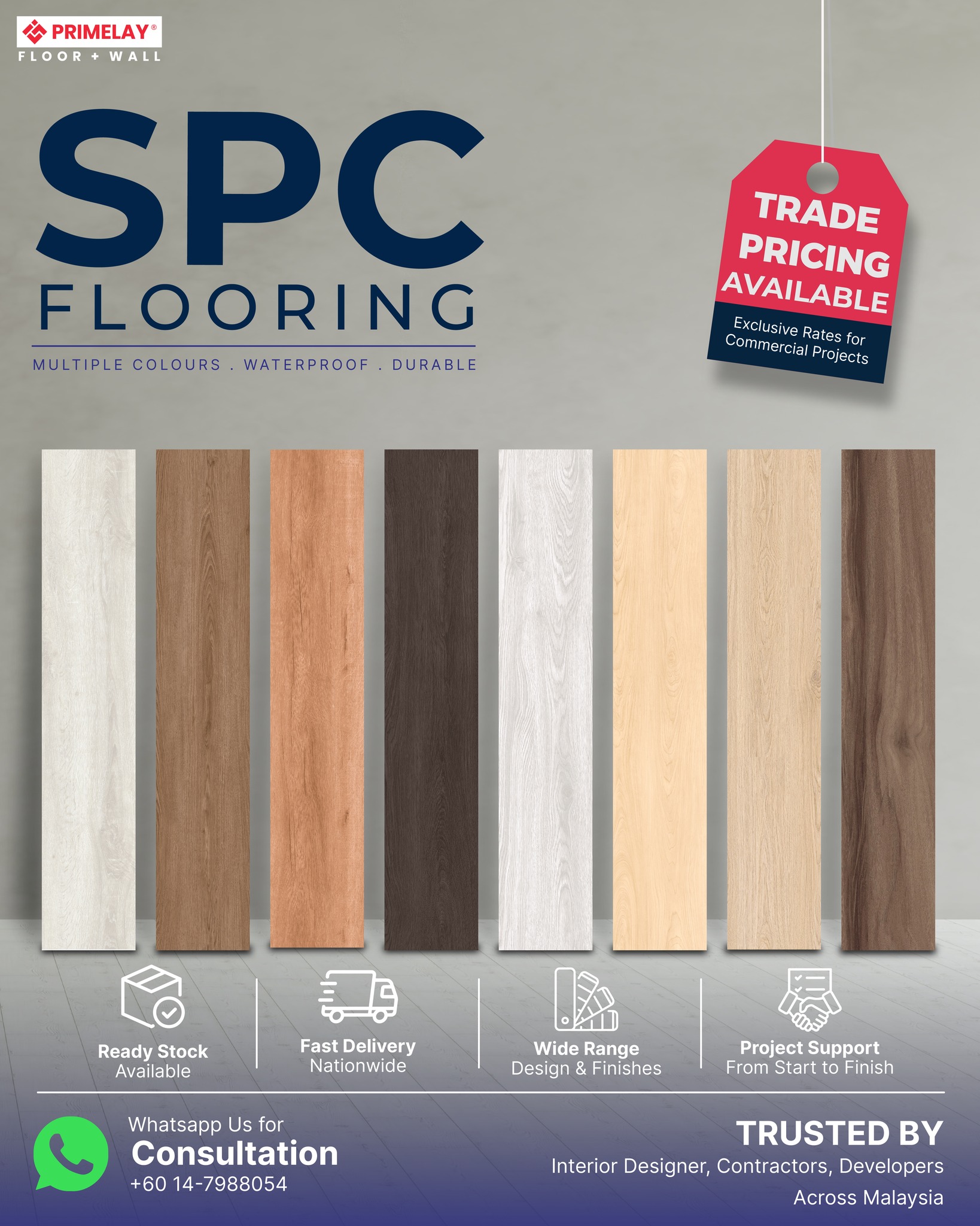 Primelay Flooring Facebook ad: Looking for SPC flooring for your next project?