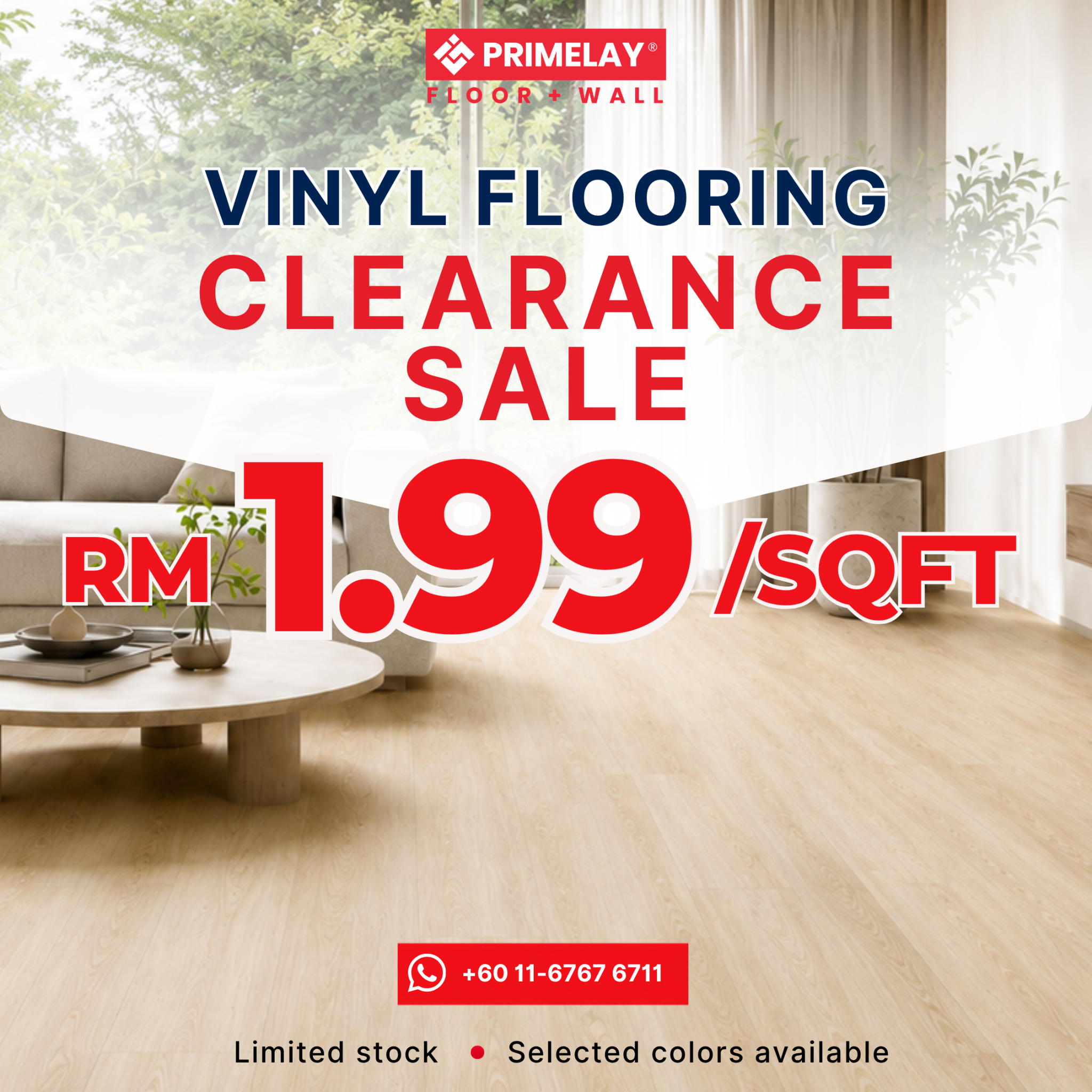 Primelay Flooring Facebook ad: Limited Ready Stockl