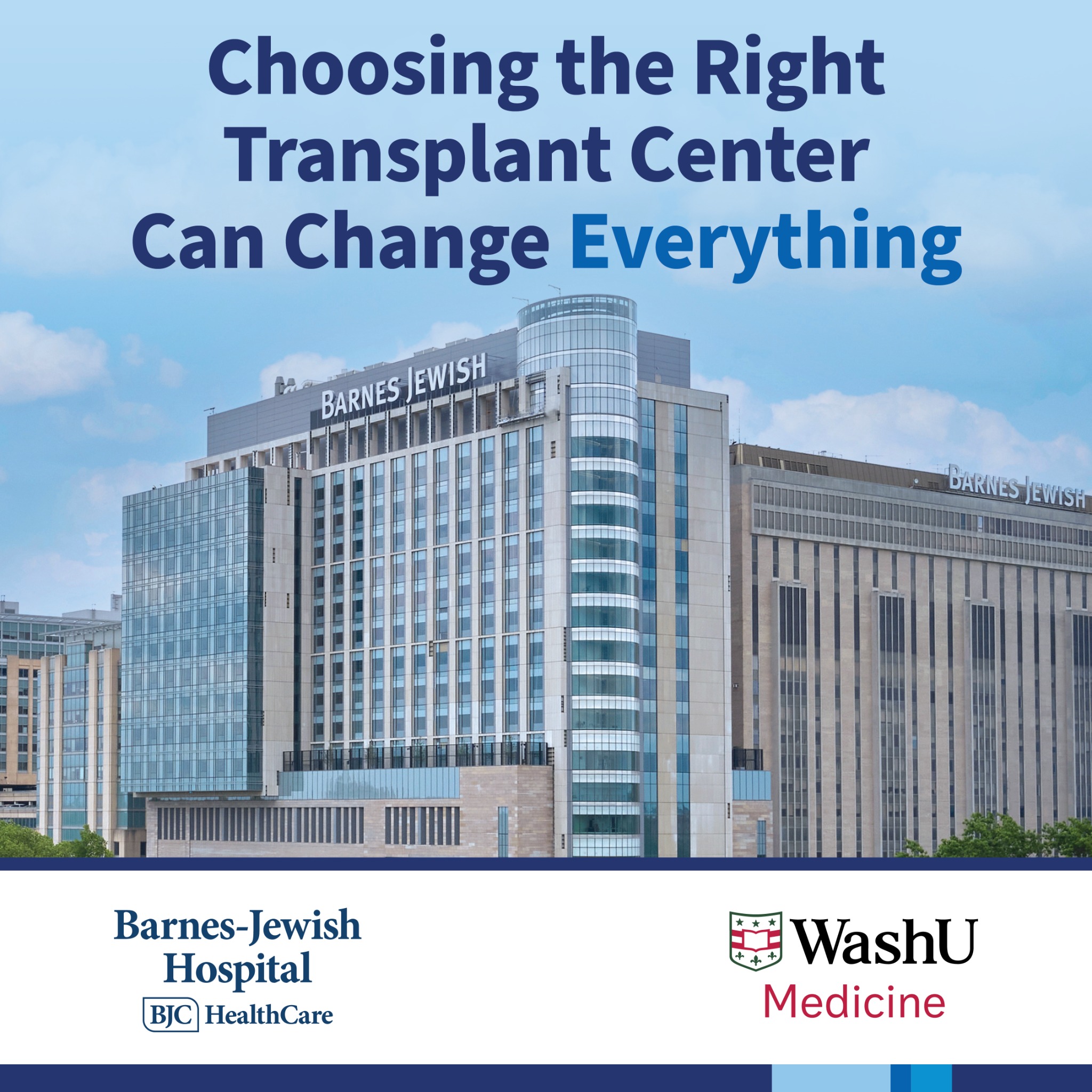 Barnes-Jewish Hospital Facebook ad: Choose Us for Transplant