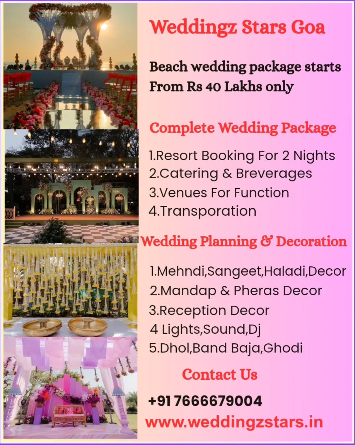 weddingzstars Facebook ad: wedding in Goa