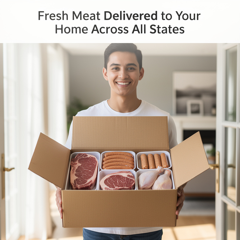 QuickSearches Upflow Facebook ad: Affordable Home Meat Delivery All States.