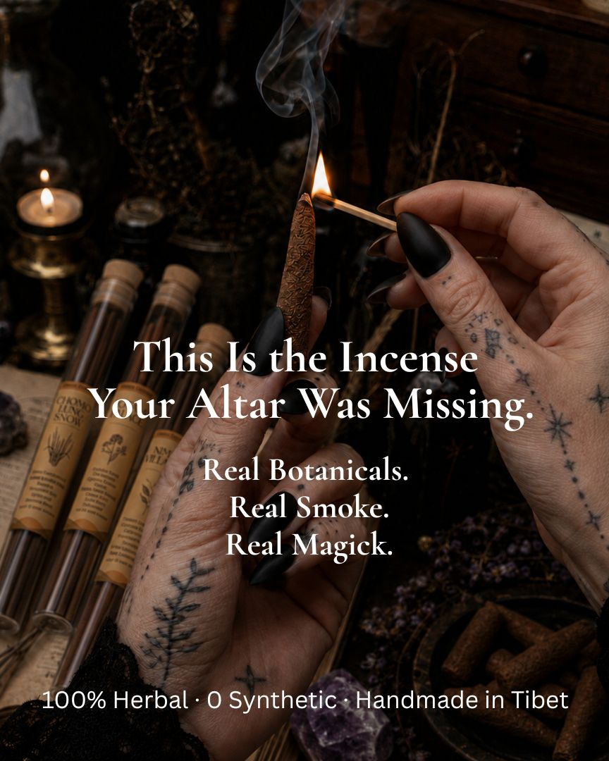 Lhasa Remedy - Handrolled Tibetan Incense Facebook ad: Before the Spell, Feed the Smoke