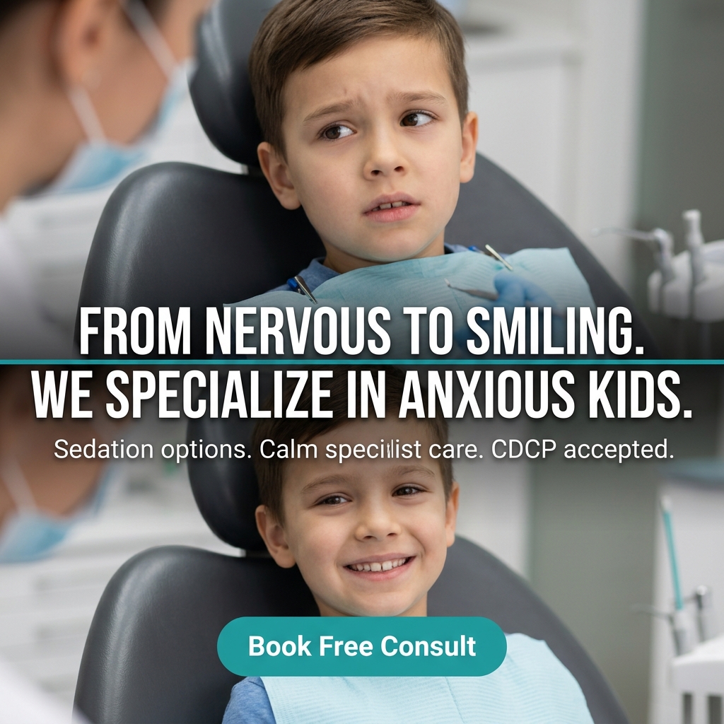 Rivers Edge Orthodontics & Pediatric Dentistry Facebook ad: Anxious Kids? We Specialize.