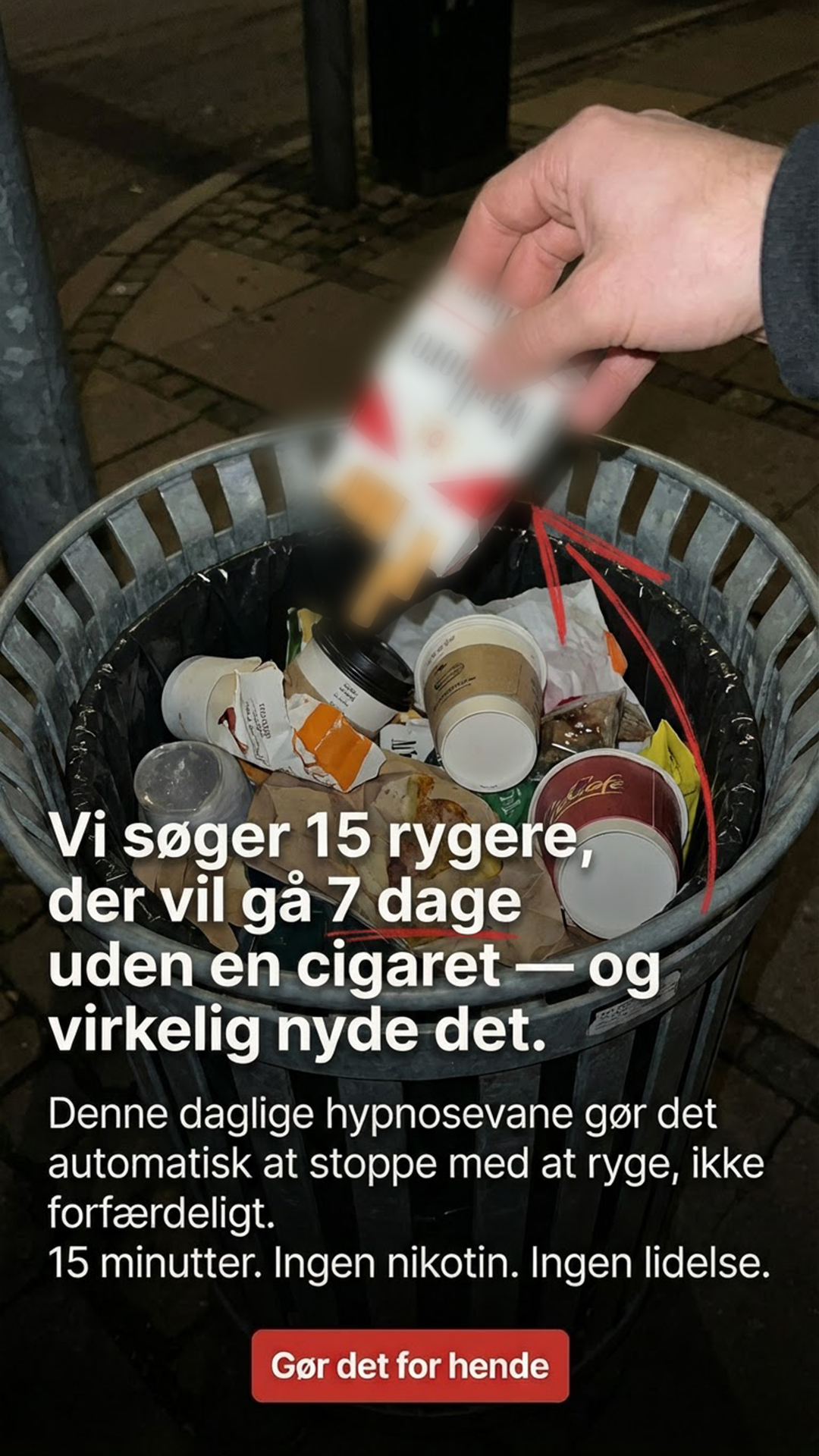 Hypnosis to Stop Smoking Facebook ad
