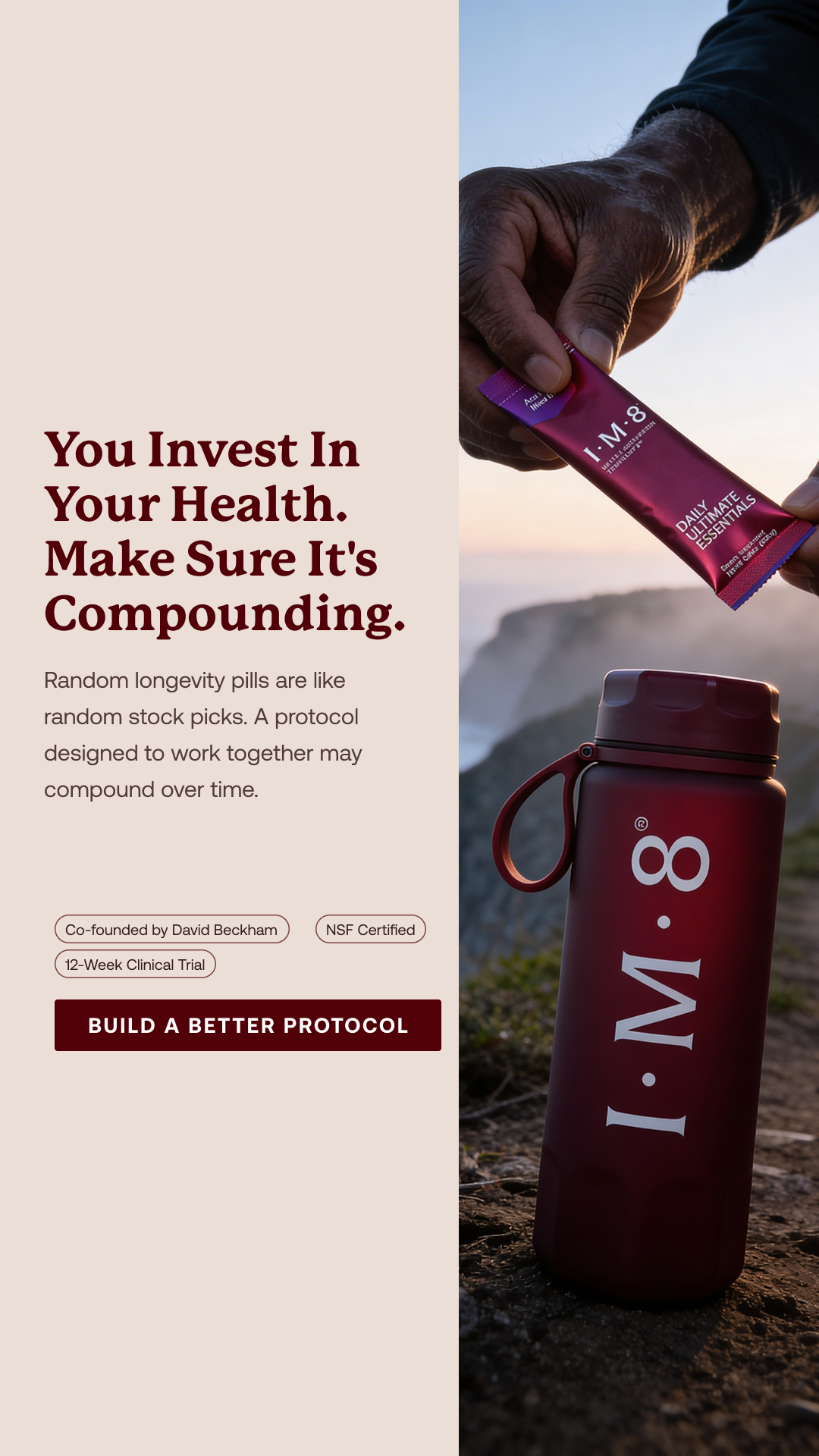 IM8 Facebook ad: Age Well. Perform Better.
