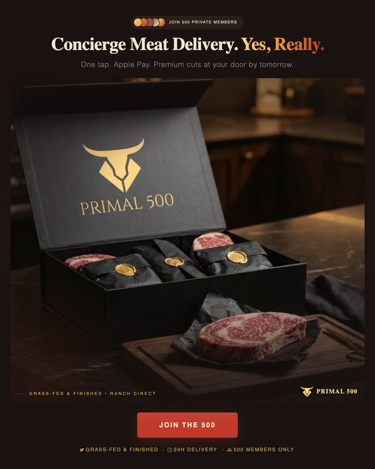 Primal 500 Facebook ad: Concierge Meat Delivery. Yes, Really.