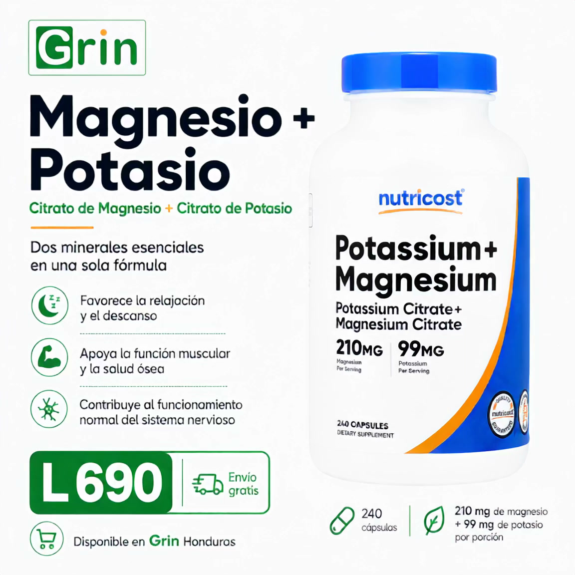 Grin Facebook ad: Citrato de Magnesio + Citrato de Potasio