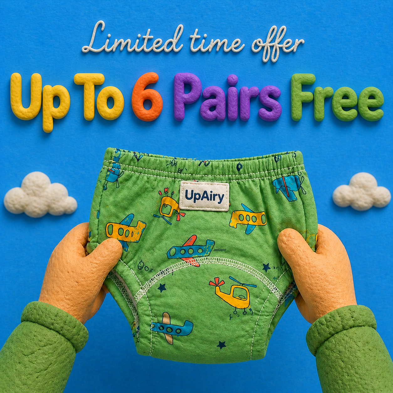 UpAiry Facebook ad: Potty Train in Weeks, Not Months