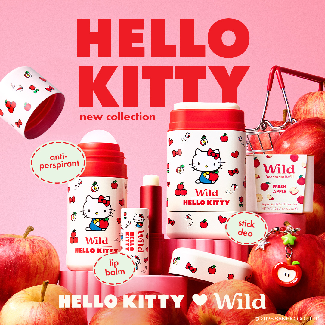 Wild Facebook ad: Wild | Hello Kitty: Cute case. 0% single-use plastic.